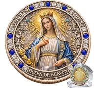 Blessed Virgin Mary & The Lord's Prayer Commemorative Coin, Catholic Mother Mary Religious Challenge Coin, Double Sided Christian Collectible Token, Faith Gift for Men Women (1PC)