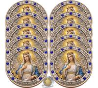Blessed Virgin Mary & The Lord's Prayer Commemorative Coin, Catholic Mother Mary Religious Challenge Coin, Double Sided Christian Collectible Token, Faith Gift for Men Women (10PCS)