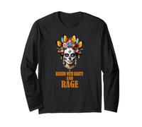 Blessed with Beauty and Rage Sassy Sugar Skull Menopause mom Long Sleeve T-Shirt
