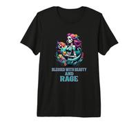 Blessed with Beauty and Rage Sassy Sugar Skull Menopause mom Premium T-Shirt