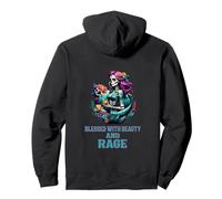 Blessed with Beauty and Rage Sassy Sugar Skull Menopause mom Pullover Hoodie