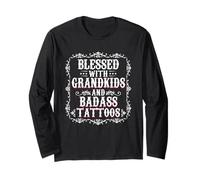 Blessed With Grandkids And Badass Tattoos Grandma Mama Nana Long Sleeve T-Shirt