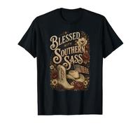 Blessed with Southern Sass Cowboy Boots Hat Flag Value Graphic T-Shirt