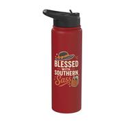 Blessed with Southern Sass Hat and Sweet Tea Stainless Steel Insulated Water Bottle