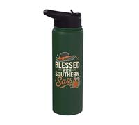 Blessed with Southern Sass Hat and Sweet Tea Stainless Steel Insulated Water Bottle