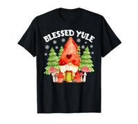 Blessed Yule Snowflakes and Gnome Cute Christmas Day Apparel T-Shirt