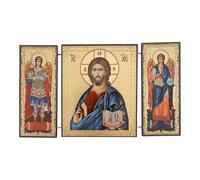 BlessedMart Orthodox Triptych Icon - Folding Wooden Byzantine Icon - Christian Religious Home Decor & Gift (Christ the Teacher)