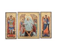 BlessedMart Orthodox Triptych Icon - Folding Wooden Byzantine Icon - Christian Religious Home Decor & Gift (Resurrection of Christ - Harrowing of Hades)