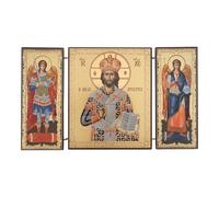 BlessedMart Orthodox Triptych Icon - Folding Wooden Byzantine Icon - Christian Religious Home Decor & Gift (Christ Great High Priest)