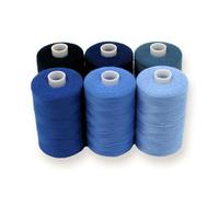 BlesSew Sewing Thread in Blue Colour Tones - 6 Spools of Polyester Thread for Sewing Machine for Beginners, Hand Stitching & Quilting - 1000 yds per Spool