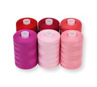 BlesSew Sewing Thread in Red Colour Tones - 6 Spools of Polyester Thread for Sewing Machine for Beginners, Hand Stitching & Quilting - 1000 yds per Spool