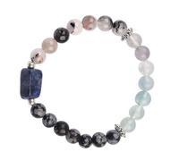 Blessfull Healing 8 mm Round Beads Stone Bracelet with Snowflake Obsidian, Soft Green, Onyx, Sodalite For Unisex