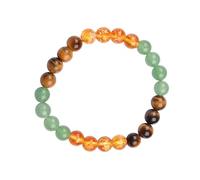 Blessfull Healing 8 mm Round Crystal Stone Beads Charm Bracelet of CITRINE, GREEN AVENTURINE, TIGER EYE For Unisex
