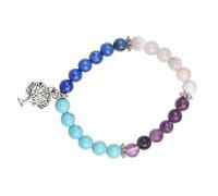 Blessfull Healing 8mm Round Beads Stone Bracelet Healing Crytal Bracelet (Lapis Lazuli, Fluorite, White Onyx, Turquoise For Unisex