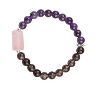 Blessfull Healing 8mm Round Beads Stone Bracelet Healing Crytal Bracelet with Amethyst, Smoky Quartz, Rose Quartz For Unisex