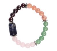 Blessfull Healing 8mm Round Beads Stone Bracelet with Sodalite, Rose Quartz, Garnet, Sunstone, Green Aventurine For Unisex