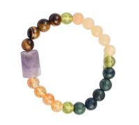 Blessfull Healing 8mm Round Beads Stone Healing Bracelet of Amethyst, Azurite, Peridot, Yellow Calcite, Tiger Eye & Citrine For Unisex
