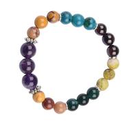 Blessfull Healing 8mm Round Beads Stone Healing Bracelet with Yellow Jasper, Amethyst, Green Aventurine, Serpentine, Gernet, Apatite For Unisex