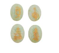 Blessfull Healing Crystal Amazonite 4pcs Chakra Stones Engraved Reiki Palm Stone