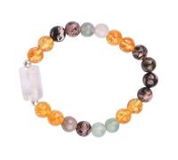 Blessfull Healing Multicolour 8 mm Round Beads Stone Bracelet with Rhodonite, Citrine, Crystal Quartz, Aventurine For Unisex
