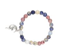 Blessfull Healing Multicolour 8 mm Round Beads Stone Bracelet with SODALITE, Rhodonite DESIGN - 2 For Unisex
