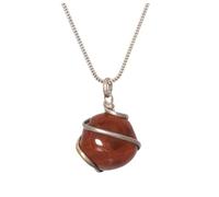 Blessfull Healing Reiki Gemstone Spiritual Red Jasper Stone Wire Wrap Tamble Pendant Necklace