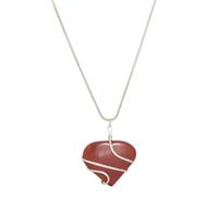Blessfull Healing Reiki Locket Jewellery Heart Shape Red Jasper Stone Wire Wrap Pendant Necklace