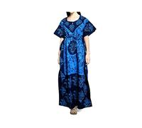 Blessfull Healing Women's Cotton Batik Print Kaftan Maxi Nighty Free Size