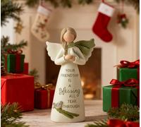 Blessing Angel Figurine - Mini Guardian Angel Statue with Bird, Christian Friendship Gift for Women, Spiritual Home Decor, Best Friend Keepsake for Birthday, Christmas, Mother’s Day