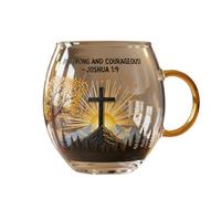 Blessing Bible Mug - Handcrafted Clear Glass Christian Mug with Inspirational Scripture Verse and Cross, Religious Gifts for Women Men, 10oz Faith-Based Encouragement Coffee Cup (#A)