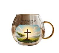 Blessing Bible Mug - Handcrafted Clear Glass Christian Mug with Inspirational Scripture Verse and Cross, Religious Gifts for Women Men, 10oz Faith-Based Encouragement Coffee Cup (#D)