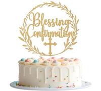 Blessing Confirmation Cake Topper, On Your Confirmation, First Communion Decorations, God Bless, Religious Wedding Christening Baptism Baby Shower 1st Birthday Party Decorations Gold Glitter