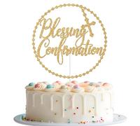 Blessing Confirmation Cake Topper, On Your Confirmation, God Bless, First Holy Communion Decorations, Religious Wedding Baptism Christening Baby Shower Birthday Party Decorations Gold Glitter