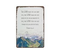 Blessing Metal Tin Sign Metal Poster,Lord Bless You and Keep You,Numbers 6：24-26,Watercolor Landscape,Bible Verse Art,Home Wall Decor,Vintage Nostalgic Tin Sign Kitchen Bar Room Decor 8"x12"