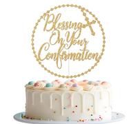 Blessing On Your Confirmation Cake Topper, Baptism Cake Topper, God Bless, First Holy Communion Decorations, Religious Wedding Baptism Christening Baby Shower Birthday Party Decorations Gold Glitter