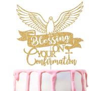 Blessing on Your Confirmation Cake Topper, Religious Confirmation Decor, God Bless Decor, Religious Engagement/Bridal Shower/Wedding Decoration Supplies Gold Glitter