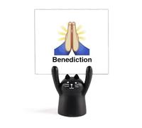 Blessing Prayer Expression Hands Memo Holder Cartoon Black Cat Stand Decoration