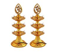 Blessing Shine 3 Layer Golden OM Design Led Electric Diya/Deepak/Deep Lights (Pack of 2) for Home, Puja, Mandir, Diwali Festival Decoration, Decorative Lights for All Festival, Plastic