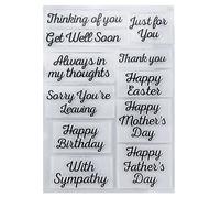 Blessing Words Clear Stamp Silicone Stamp Cards with Birthday Blessing Greeting Words Pattern for Photo Album Card Making and DIY Scrapbooking Happy Mother's Day Father's Day Thank You Craft Stamp