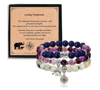 Blessings Bracelet Trio: Animal & Compass Charm Bracelets, 3 Piece Adjustable Gift Set for Women, Shareable Jewelry for Sister, Daughter, Best Friend - Inspirational Gifts, stretch, Stone, no gemstone