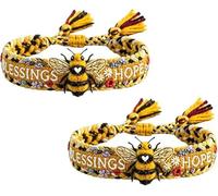 Blessings & Hope 2026 Limited Edition Handmade Honey Bee Woven Bracelet, Honey Bee Adjustable Bangle Bracelet,Cute Floral Animal Jewelry Gift for Women, Mom, Sisters (2 Pcs)