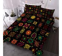 BlessLiving 3D Duvet Cover Set Ancient Egyptian Hieroglyphs Pattern Printed Bedding Duvet Cover with Zipper Closure 3 Pieces Soft African Quilt Cover (King)