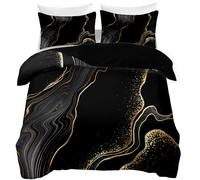 BlessLiving Black Gold Grey Marble Bedding Watercolor Marble Duvet Cover Set Abstract Chic Printed Design Quilt Cover Single 1 Duvet Cover 2 Pillowcases