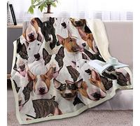 BlessLiving Bull Terrier Blanket Fuzzy Dog Blanket for Kids Girls Adults Cute Puppy Fleece Blanket Bull Terrier Dog Animal Pattern Sherpa Throw Twin/Double Bull Terrier Gifts (150x200cm)