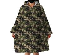 BlessLiving Camo Sweatshirt for Men Boys Blanket Hoodie Camouflage Sherpa Fleece Oversized Hoodie Blanket with Giant Pocket, Super Cozy Wearable Blanket Hoodie Sweatshirt Gift (Adults 63" x 39")