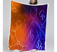 BlessLiving Chemical Formula Symbol Blanket Sherpa Fleece Throw - Twin/Double (150x200cm) - 3D Science Lab Printed Pattern - Soft, Fuzzy, Plush, Fluffy, Cozy - All Seasons for Couch Bed Sofa