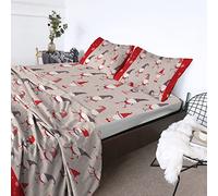 BlessLiving Christmas Sheets Double Size 4-Piece Red Christmas Gnome Bed Sheet Set Red White Little Santa Deep Pockets - Soft Bedding Sets (1 Flat Sheet, 1 Fitted Sheet, 2 Pillow Shams)