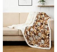 BlessLiving Cockapoo Sherpa Blanket Queen Size 228x228cm - Ultra Soft Reversible Animal Print Fleece Throw Blankets, Cosy Dog Themed Gift for Adults, Women, Men