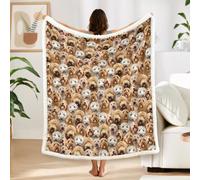 BlessLiving Cockapoos Blanket King Size 274x228cm - Luxury Reversible Sherpa & Fleece Throw, Ultra Soft Cosy Fuzzy Dog Themed Blankets for Adults and Women