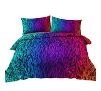 BlessLiving Colorful Bedding Super King-Size, Abstract Duvet Cover Set with Zipper Closure and Ties, Turquoise Teal Blue Purple Pink Red and Orange, Ultra Soft Breathable with 2 Pillowchams